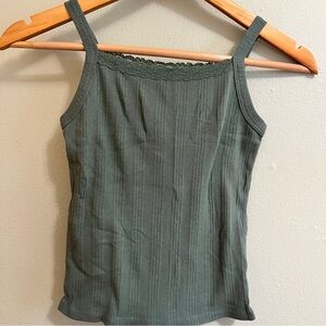 Girls Green Lace Trim Tank